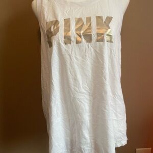 PINK Victoria's Secret White Tank Top with Silver Logo